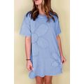 Sky Blue Mineral Wash Flower Patchwork Mini T S...