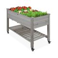Outdoor Grey Wood Raised Garden Bed Planter Box...