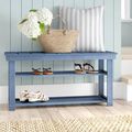 Blue Wood 2-Shelf Shoe Rack Storage Bench - 150...