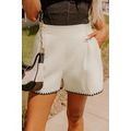 White Waffle Texture Contrast Ricrac Hemline Ca...