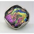 Pink Dichroic Glass Stainless Steel Adjustable ...
