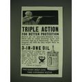 1933 3-in-One Oil Ad - Triple Action for better protection