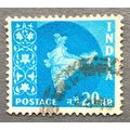 India. 1957 Map of India. SG 408. 20np Blue