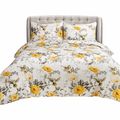 Full/Queen 3 Piece White Yellow Grey Reversible...