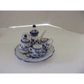 Miniature Porcelain Tea Set Blue & White Floral...