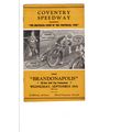 Coventry Brandonapolis 1951 speedway programme