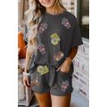 Carbon Grey Sequin Crawfish Food Print Textured...