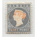 GAMBIA 1886 CLASSIC THREE PENCE WMK CA USED SG2...