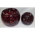 2 Mint Vintage Hand Made Ruby Red Bohemian Cut ...
