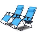Set of 2 Blue Folding Outdoor Zero Gravity Loun...