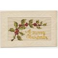 WWI embroidered silk postcard Merry Christmas 1...
