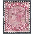 Malta 1885 SG21 1d Rose Mounted Mint .