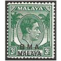 BMA Malaya 1947 SG4a 3c Blue-Green Mounted Mint...