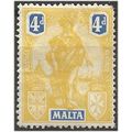 Malta 1922 SG132 4d Yellow & Bright Blue Mounte...