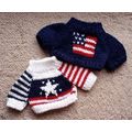 2 Doll or Teddy Bear Knitted Red/White/Blue Col...