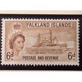 Falkland Islands QEII 1955 6d Yellow Brown Unmo...