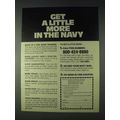 1972 U.S. Navy Ad - Get a Little More in the Navy