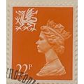 GB 1990 Wales 22p Bright Orange Red Used SG W56...