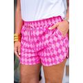 Pink Geometric Print Active Casual Shorts with ...