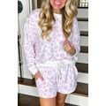 Pink Leopard Animal Print Pullover and Shorts L...