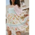 Pink Ric Rac Plaid Floral Print Patchwork Bubbl...