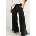 Black Mineral Wash Exposed Seam Drawstring High...