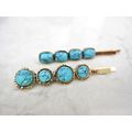 Gold metal and turquoise stone retro bohemian h...