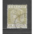 GIBRALTAR 1889 QV SG24 20 CENTIMOS 24 SG
