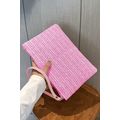 Rose Red Straw Woven Wrist Strap Zipper Large W...