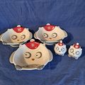 3 Christmas Nauvoo House OWL BOWLS & SALT PEPPE...