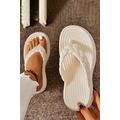 White Braided Pattern Thick Sole Flip Flop