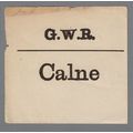 GREAT WESTERN RAILWAY LUGGAGE LABEL - CALNE (Lw...