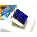 Estate Square Modernist Dichronic Blue Glass St...