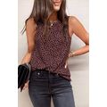 Red Leopard Print Round Neck Tank Top