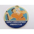 Saint Christopher PROTECT US Chrome Metal Emble...