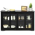 Black Wood Buffet Kitchen Dining Sideboard Stor...