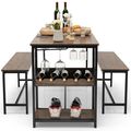 Modern Industrial 3-Piece Metal Wood Dining Set...
