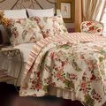 King size 3-Piece Cotton Quilt Set in Pink Beig...