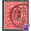 GB stamps 1902-10 KEV11 - 1d SG219 Bracknell 2