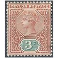 Ceylon 1893 SG243 3c Terracotta & Blue-Green Mo...