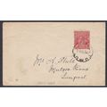 AUSTRALIA 2d Red KGV HEAD postal cover TUMUT-LI...