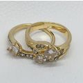 Ring Set Wedding Engagement Gold Plated Crystal...