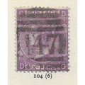 6d LILAC PLATE 8 QV GB 1867 USED CLASSIC SURFAC...