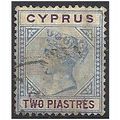 Cyprus 1894 SG43 2 Piastres Blue & Purple Good+...