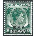 BMA Malaya 1947 SG4a 3c Blue-Green Mounted Mint...
