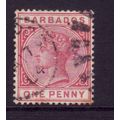 BARBADOS 1892 SG 92 1d CARMINE FINE USED #4