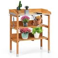 Solid Wood Outdoor Garden Bench Table with Bott...