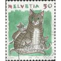 SWITZERLAND, CAT, Domestic Cat family, green 1990, 50SF, #3