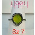 Ring Bomb Party Sz7 RBP Radiant Green Gem Rhodi...
