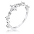 24Ct Rhodium Plated Clear CZ Mini Floral Half E...